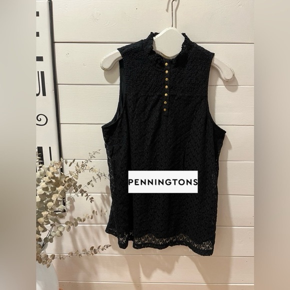 PENNINGTON sleeveless lace blouse with  high neck. Size X - Picture 2 of 7
